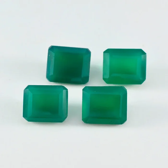 Green Onyx 1PC Large 10×12 MM Emerald Faceted Green Polished Semi Precious Loose Gemstones