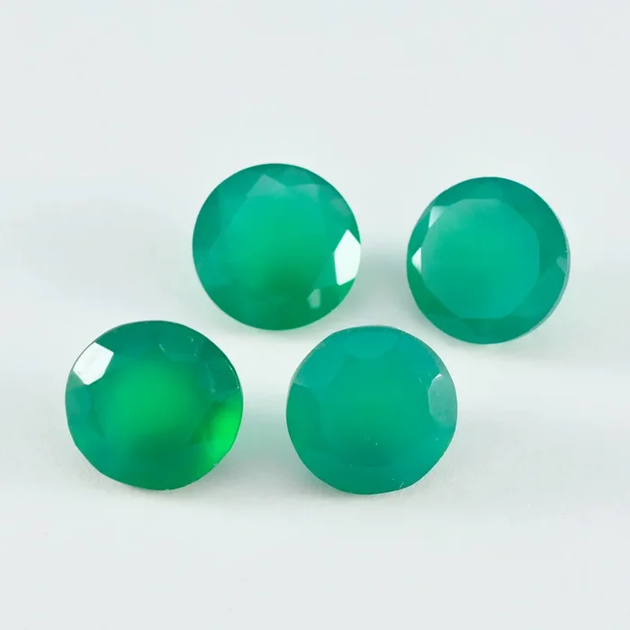 Green Onyx 1PC Large 12×12 MM Round Faceted Green High-Quality Semi Precious Loose Gemstones
