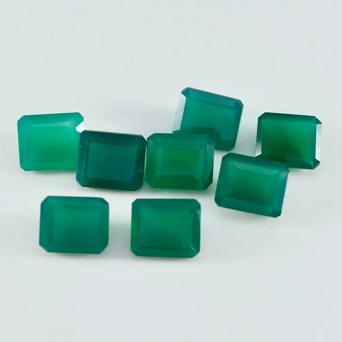 Green Onyx 1PC Large 8×12 MM Emerald Faceted Green Sparkling Semi Precious Loose Gemstone