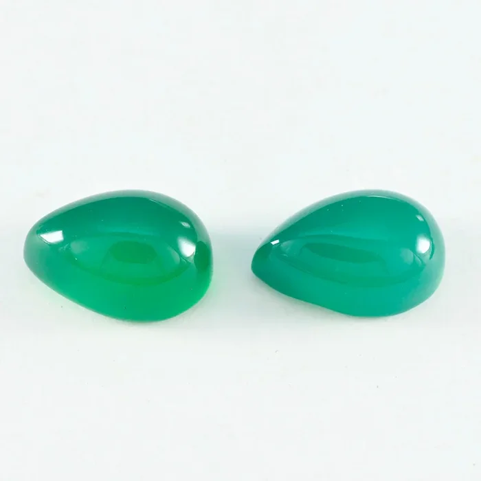 Green Onyx 1PC Medium 7×10 MM Pear Cabochon Green Shine semi Precious Loose Gems