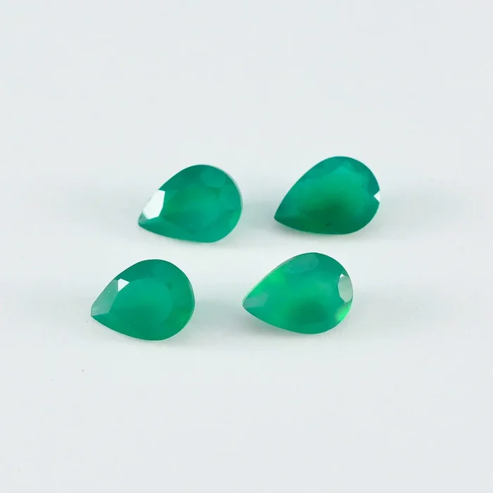 Green Onyx 1PC Medium 7×10 MM Pear Faceted Green Polished Semi Precious Loose Gems