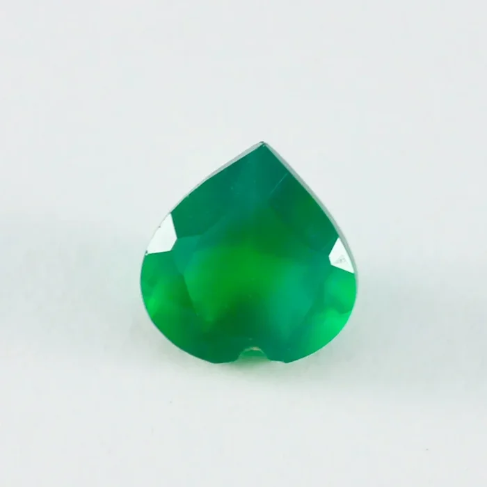 Green Onyx 1PC Medium 9×9 MM Heart Faceted Green Lustrous Semi Precious Gems