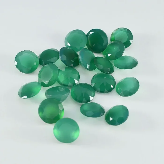 Green Onyx 1PC Small 7×7 MM Round Faceted Green Splendid Semi Precious Loose Gemstone