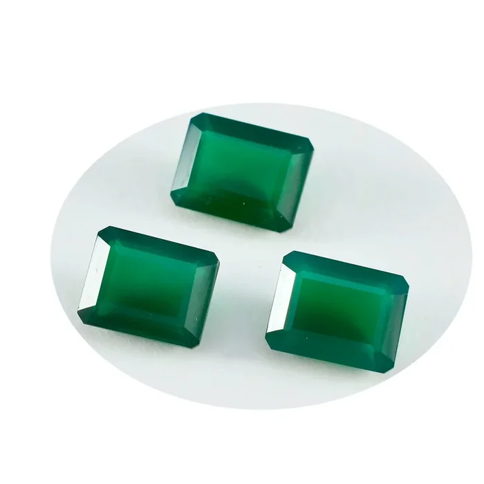 Green Onyx 1PC Small 7×9 MM Emerald Faceted Green Superior Semi Precious Loose Gemstone
