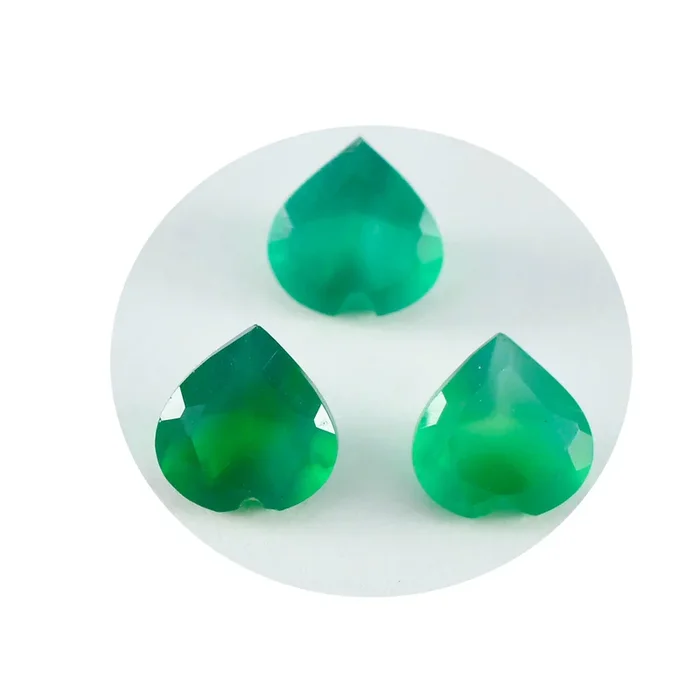 Green Onyx 1PC Small 8×8 MM Heart Faceted Green Luster Semi Precious Loose Gemstones
