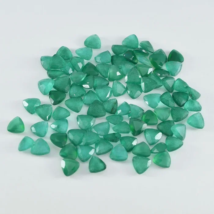 Green Onyx 1PC Small 8×8 MM Triangle Faceted Green Luster Semi Precious Loose Gemstones