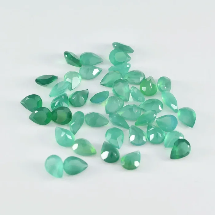 Green Onyx 1PC Tiny 5×7 MM Pear Faceted Green Pure Semi Precious Loose Gems