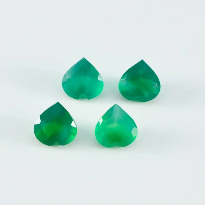 Green Onyx 1PC Tiny 6×6 MM Heart Faceted Green Polished Semi Precious Loose Gems