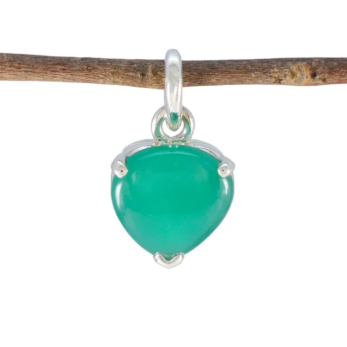 Green Onyx Delicate French 925 Silver Solitaire Fernanda Romantic Green Pendant Jewelry