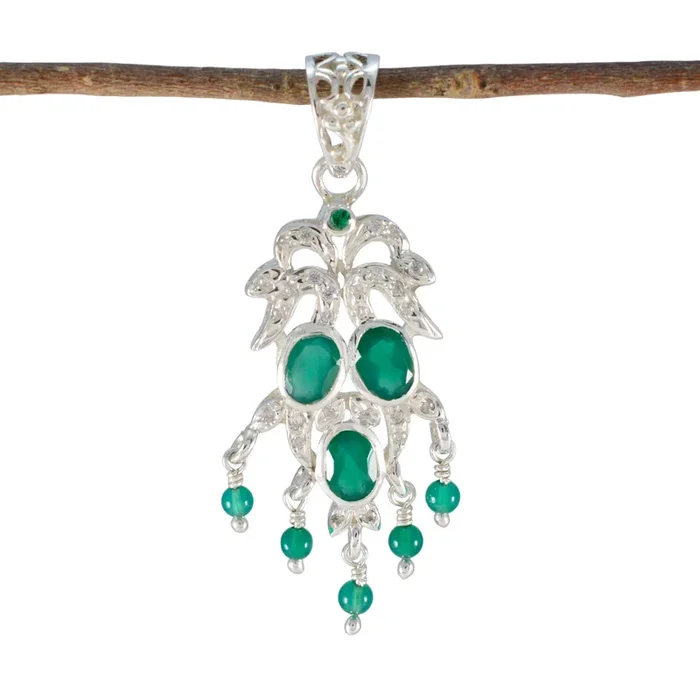 Green Onyx Featherlight Middle Eastern Sterling Silver multiple Zoey Armor Green Pendant Jewellery