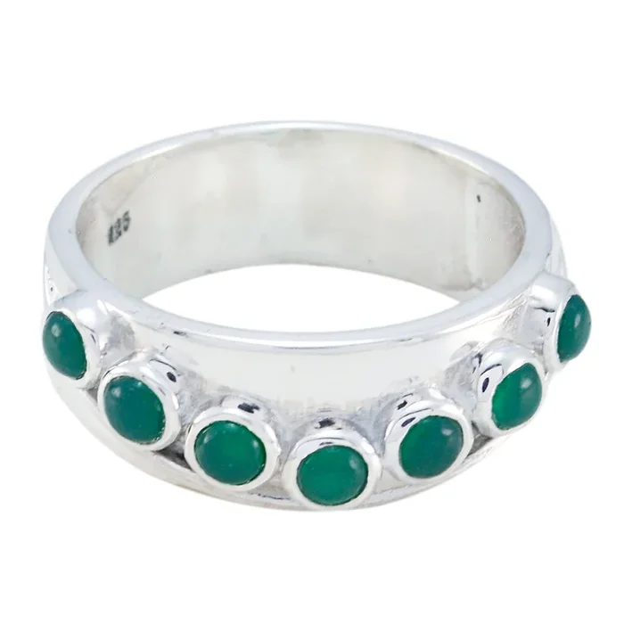 Green Onyx Hepta Moroccan 925 Sterling Silver Green Gemstone Eye-catching Eternity Band Jewellery
