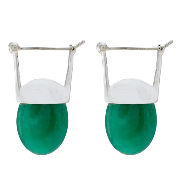 Green Onyx Moroccan Clara Solitaire Dangle Green 925 Sterling Silver Earring