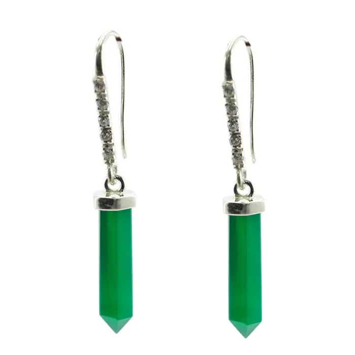 Green Onyx Moroccan Lourdes multiple Dangle Green 92.5 Silver Earring