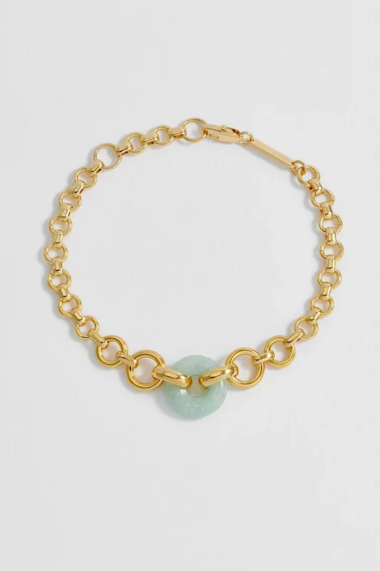 Green Quartz Graduated Link T-Bar Bracelet