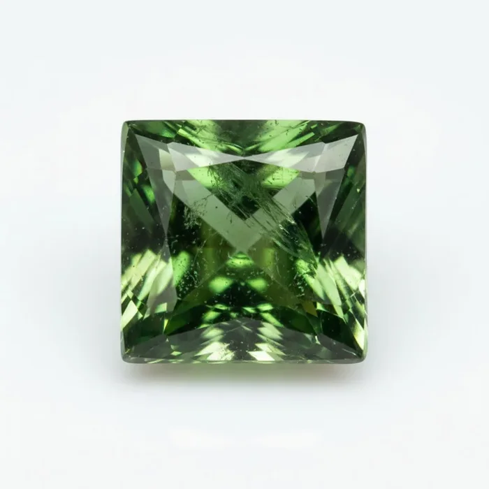 Green Tourmaline 10PC Tiny 4×4 MM Square Faceted Green Brilliant Semi Precious Loose Gems