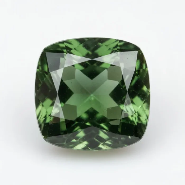 Green Tourmaline 1PC Chunky 14×14 MM Cushion Faceted Green Genuine Semi Precious Loose Gemstones