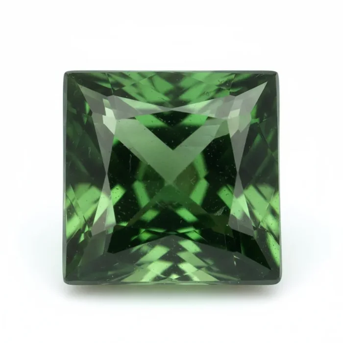 Green Tourmaline 1PC Chunky 15×15 MM Square Faceted Green Superior Semi Precious Gems