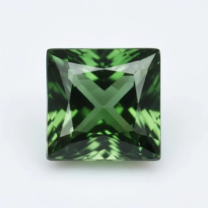 Green Tourmaline 1PC Medium 9×9 MM Square Faceted Green Lustrous Semi Precious Loose Gemstone