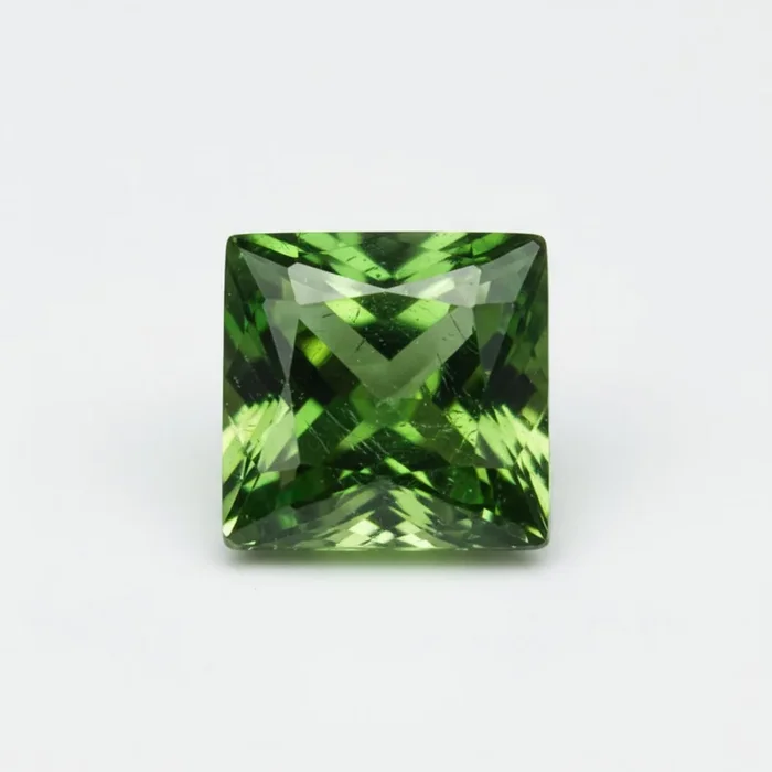 Green Tourmaline 1PC Small 7×7 MM Square Faceted Green Splendid Semi Precious Gems