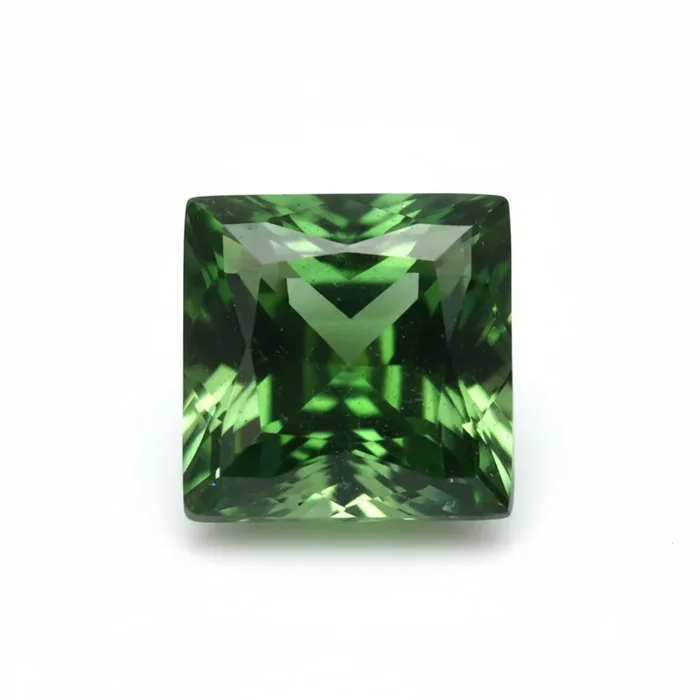 Green Tourmaline 1PC Small 8×8 MM Square Faceted Green Luster Semi Precious Loose Gems