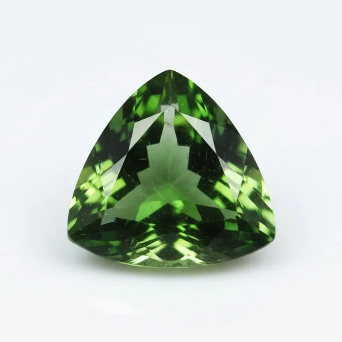 Green Tourmaline 1PC Small 8×8 MM Triangle Faceted Green Luster Semi Precious Loose Gems