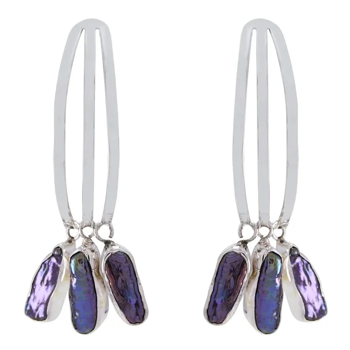 Grey Pearl Australian Hye-jin multiple Dangle Gray 925 Sterling Silver Earring