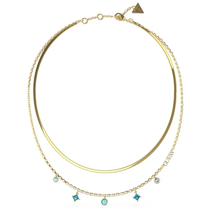 Guess Gold Plated Stainless Steel 15-17″ Aqua Double Chain