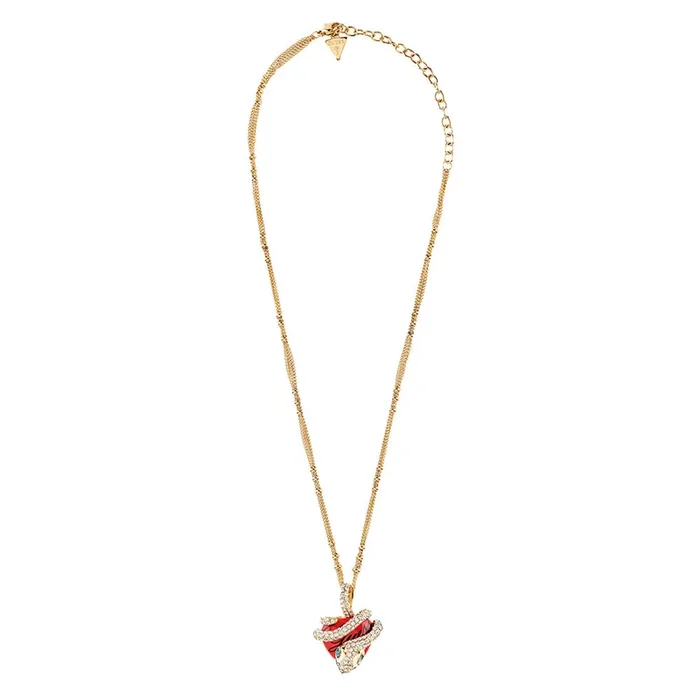 Guess Heart & Snake Charm Necklace