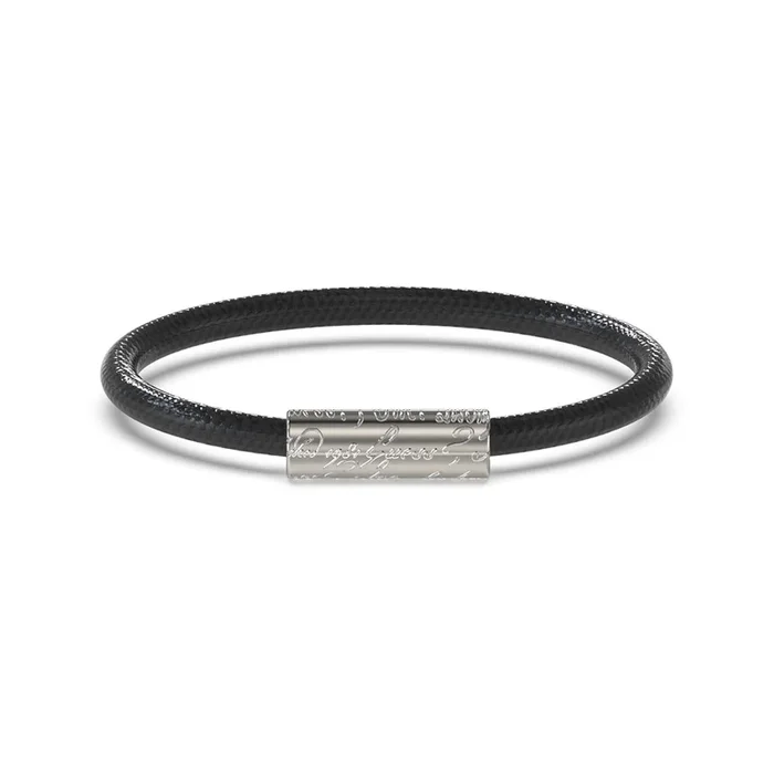 Guess Men’s Jewellery Stainless Steel 6mm Script Black Leather Bracelet