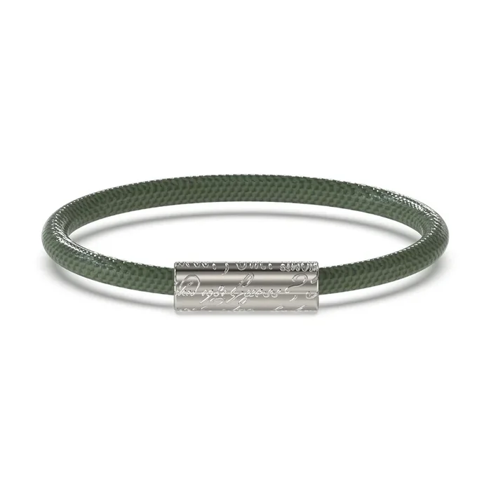 Guess Men’s Jewellery Stainless Steel 6mm Script Green Leather Bracelet
