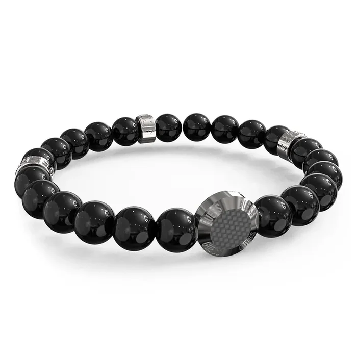 Guess Men’s Jewellery Stainless Steel Carbon Fiber Beads Bracelet