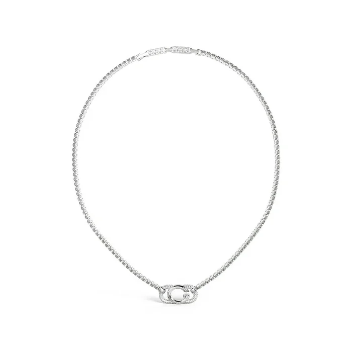 Guess Stainless Steel G Logo And Crystals Tennis 16-18″ Chain