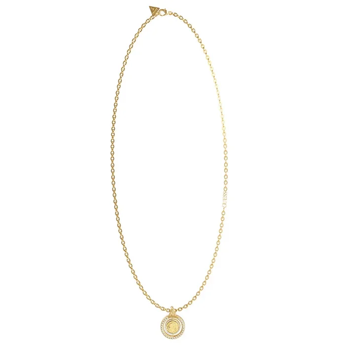 Guess Yellow Gold Plated 20mm G Turning Coin 33″ Chain