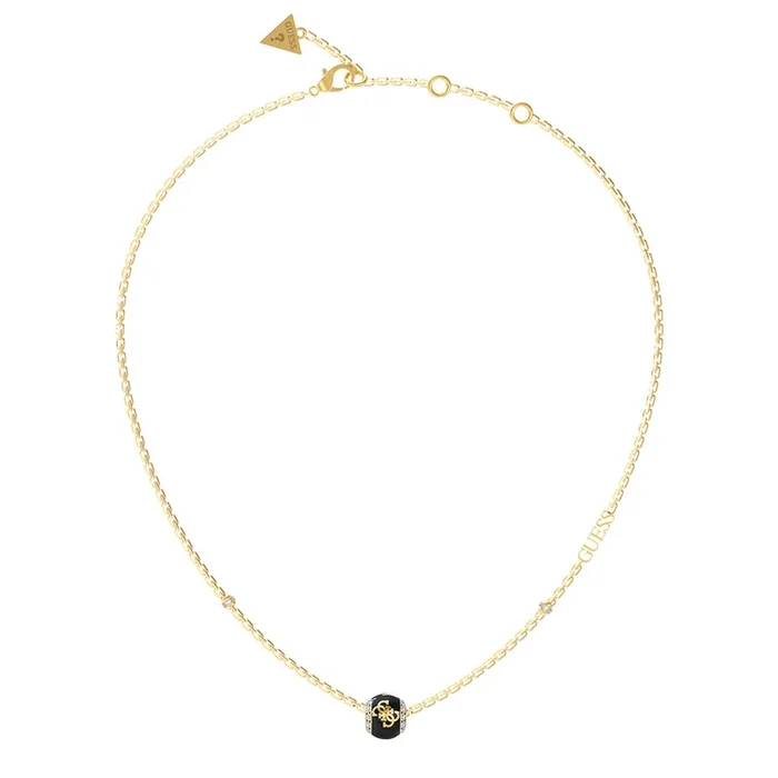Guess Yellow Gold Plated 4G Black Bead Charm 16-18″ Chain