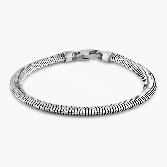 Gun Metal 925 Sterling Silver Half Round Hollow Snake Bracelet 6.3mm – VGB31