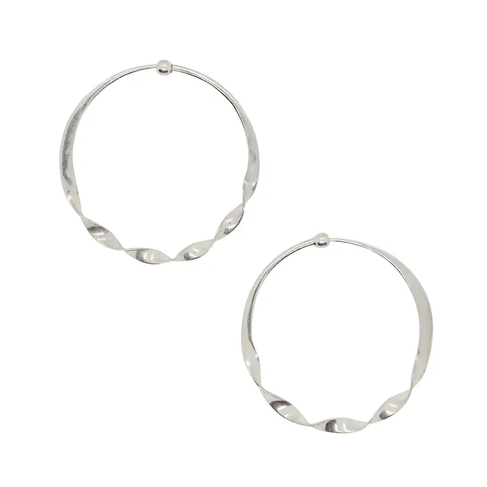 Half Twist Hoops in Silver – 1 1/2″