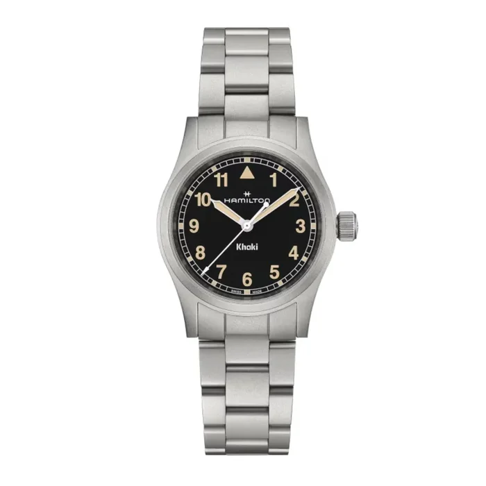 Hamilton Khaki Field watch, quartz, black dial, 33 mm steel bracelet H69301130 – Lepage