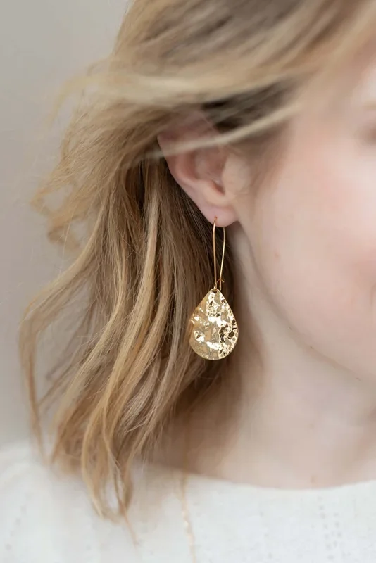 Hammered Welsh teardrop earrings