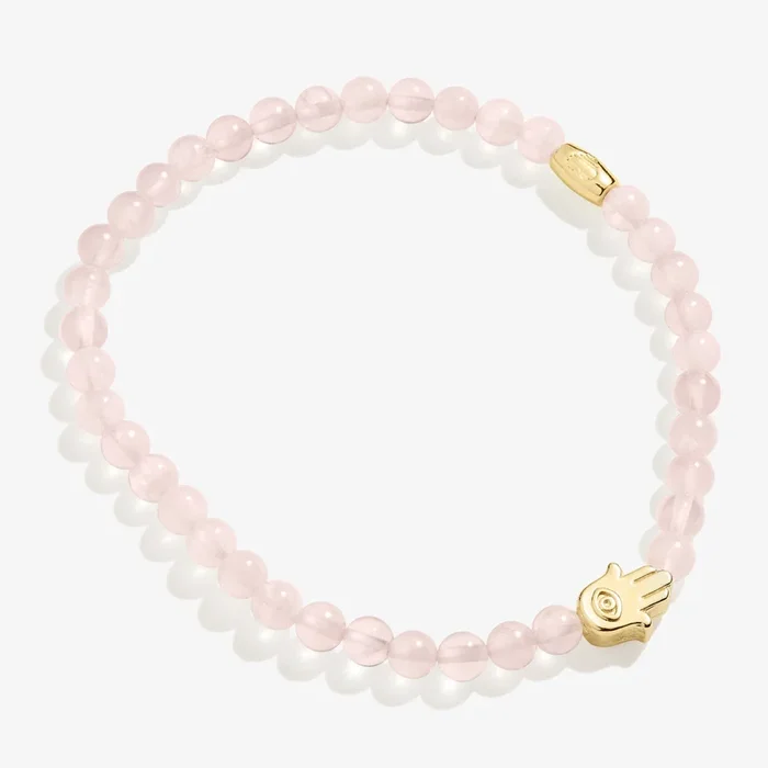 Hamsa Rose Quartz Stretch Bracelet for Love