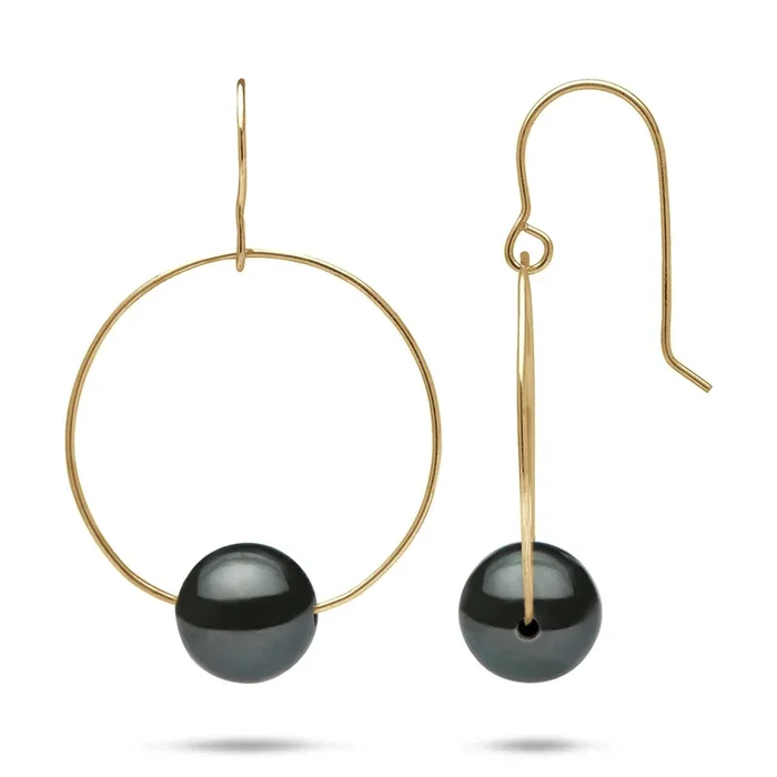 Hawaiian Black Coral Earrings in Gold – 9-9.9mm