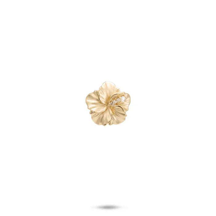 Hawaiian Gardens Hibiscus Pendant in Gold with Diamonds – 11mm