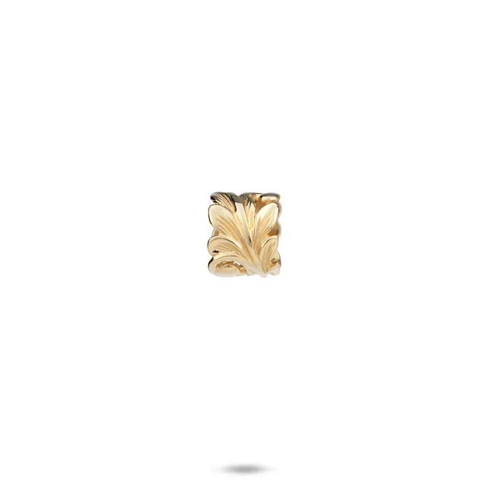 Hawaiian Heirloom Maile Scroll Barrel Pendant in Gold – 8mm