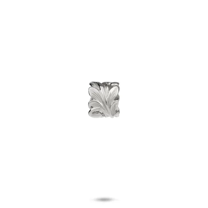 Hawaiian Heirloom Maile Scroll Barrel Pendant in White Gold – 8mm
