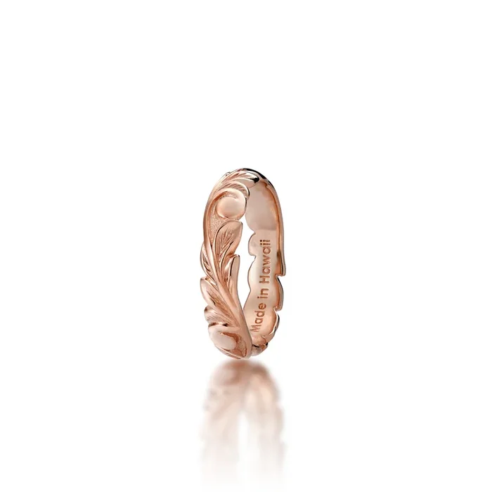 Hawaiian Heirloom Old English Scroll Ring in Rose Gold – 4.5mm