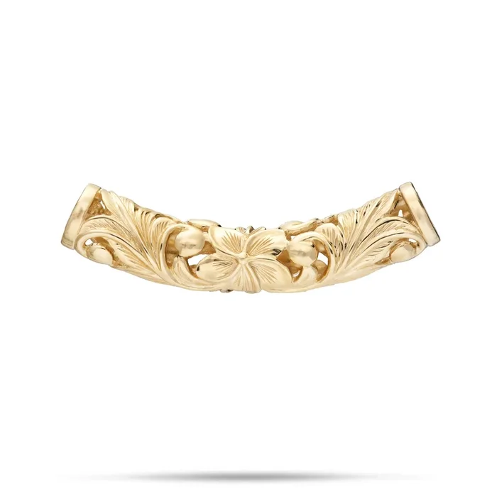 Hawaiian Heirloom Plumeria Barrel Pendant in Gold