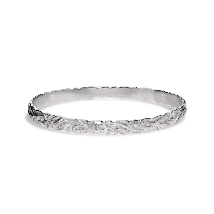 Hawaiian Heirloom Plumeria Bracelet in Sterling Silver – 6mm