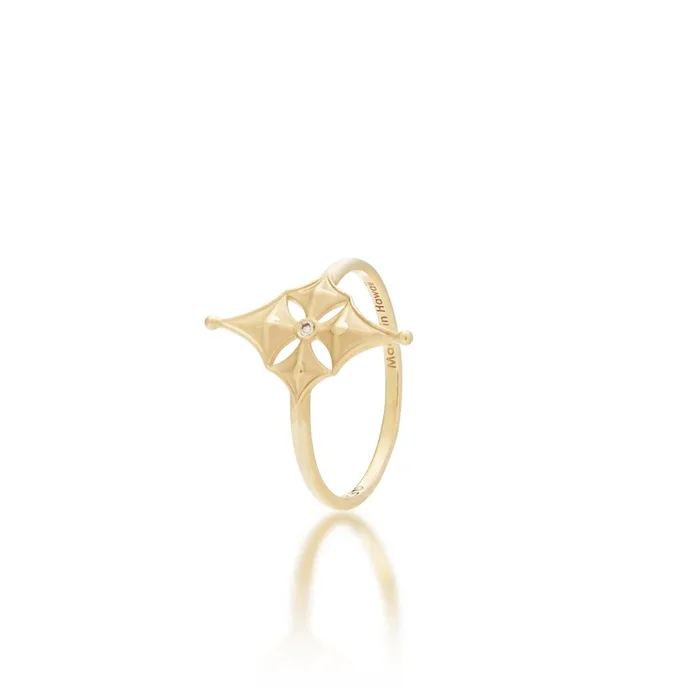 Hawaiian Quilted Star Ring in Gold with Diamond – 16mm
