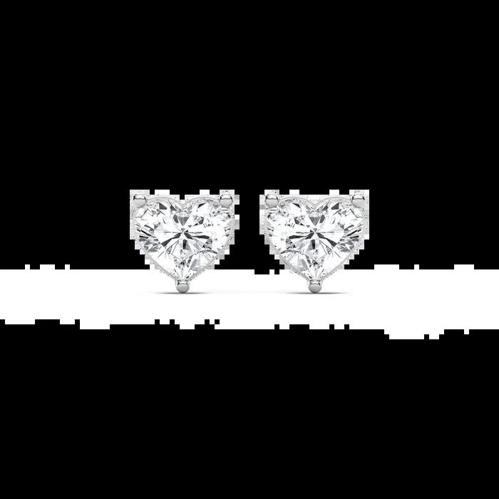 Heart Cut Prong Diamond Earrings with 1.00ct Lab-Grown Diamonds in 14K White Gold