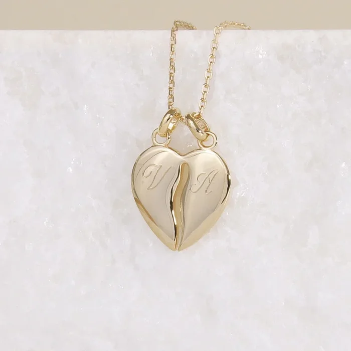 Heart pendant to share gold plated to engrave