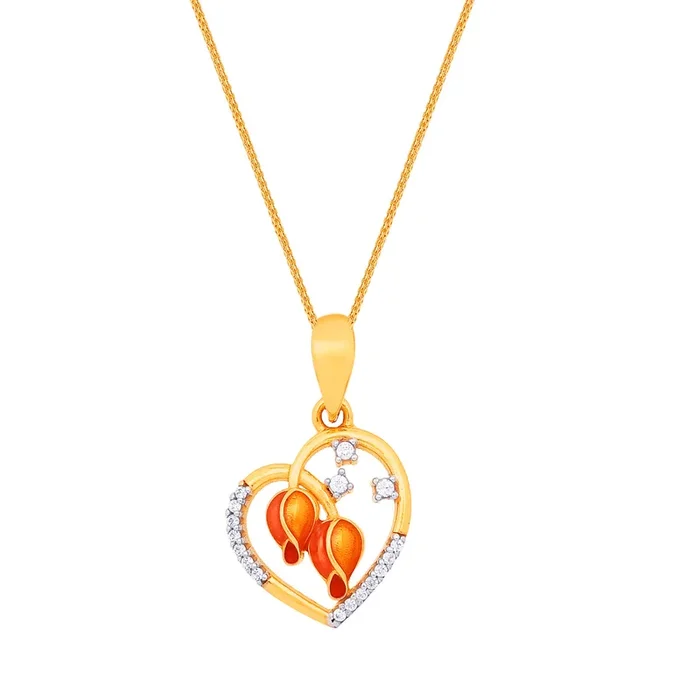 Heart Pendant With CZ in 22K Gold